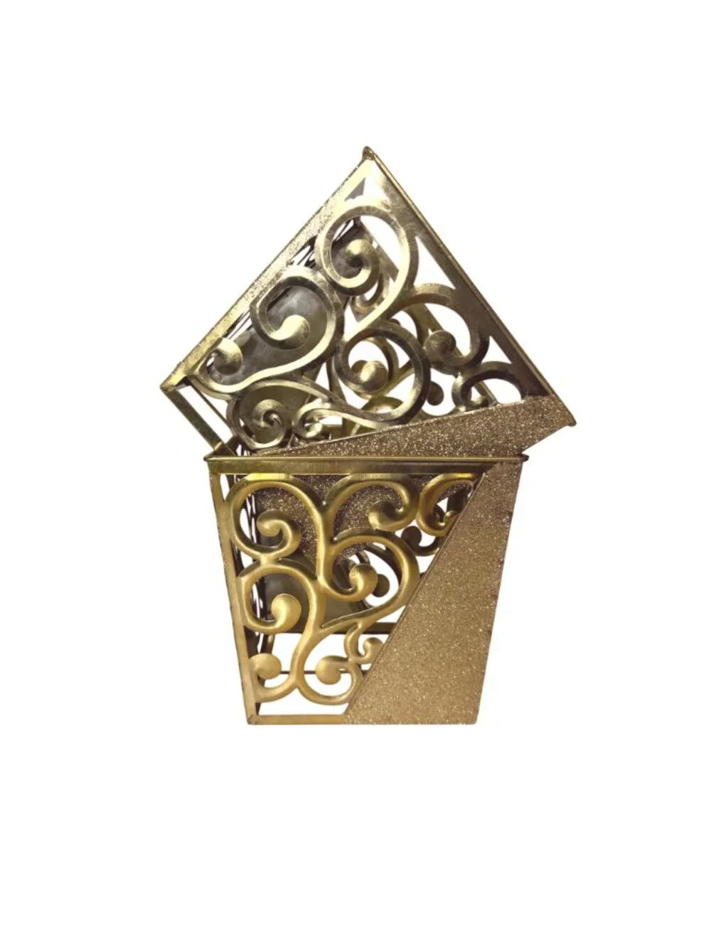 Gold Metal Planter Set Decorative Glam Wedding Centerpiece Hollywood Regency